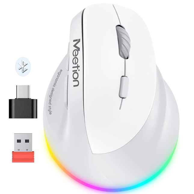 Meetion BTM010R Vertical Mouse – Open Box (White)
