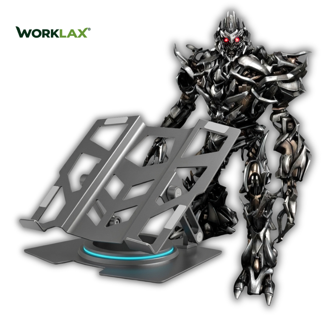 WORKLAX Megatron – Full-Metal Laptop Stand – 360° Rotating Base