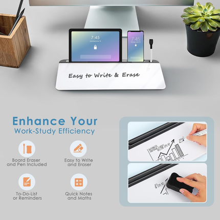 WORKLAX Glass Desktop Whiteboard with Storage