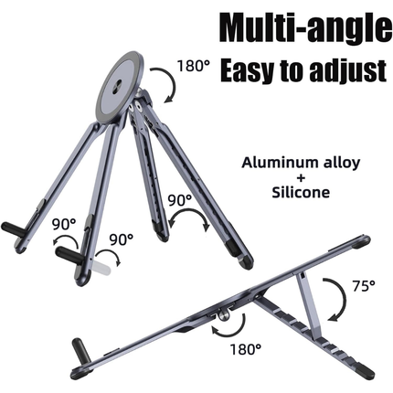 WORKLAX 3-in-1 Aluminum Laptop & Magnetic Phone Stand – Adjustable & Foldable