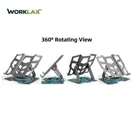 WORKLAX Megatron – Full-Metal Laptop Stand – 360° Rotating Base