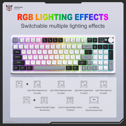 ONIKUMA MT902 – Quiet Tri-Mode Keyboard – RGB Lighting – 95 Keys [EN]
