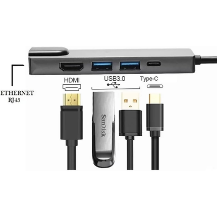 ER-2006 5-in-1 USB-C Hub – 4K HDMI, Gigabit Ethernet & PD