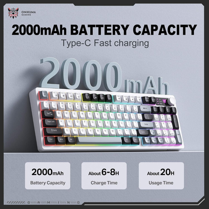 ONIKUMA MT902 – Quiet Tri-Mode Keyboard – RGB Lighting – 95 Keys [EN]