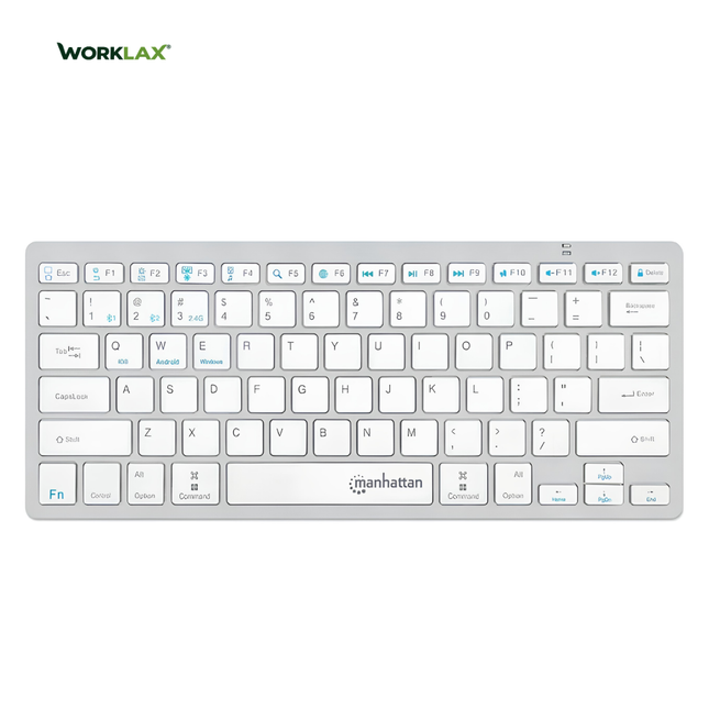 Manhattan 180566 Ultra-Slim Wireless Keyboard – Dual-Mode – 3 Devices [EN+AR]