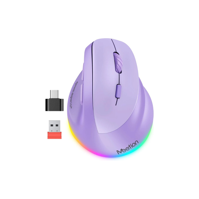 Meetion BTM010R Vertical Mouse – Open Box (Purple)