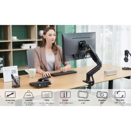 🖥️🔥 F80 Monitor Arm – Gas Spring Desk Mount - Gray