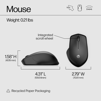 HP 280 Silent Wireless Mouse (1600 DPI)
