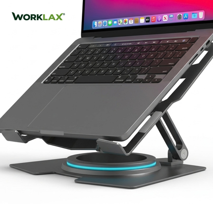 WORKLAX Megatron – Full-Metal Laptop Stand – 360° Rotating Base