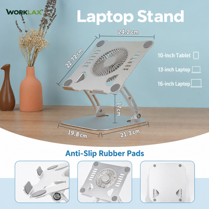 Worklax Cooling Stand – Adjustable Height – Large Cooling Fan – Up to 16″