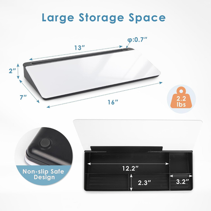 WORKLAX Glass Desktop Whiteboard with Storage