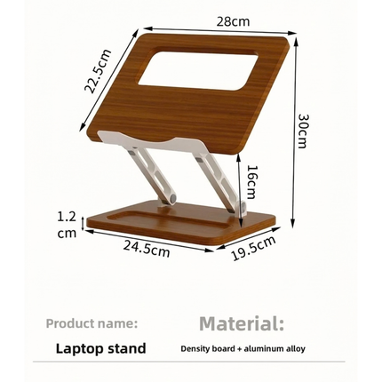 WORKLAX Wooden Laptop Stand – Adjustable Height & Angle – Storage Slot – Up to 15.6″