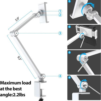 WORKLAX FlexArm 360 – Adjustable Tablet & Portable Phone Stand – Up to 15.6″