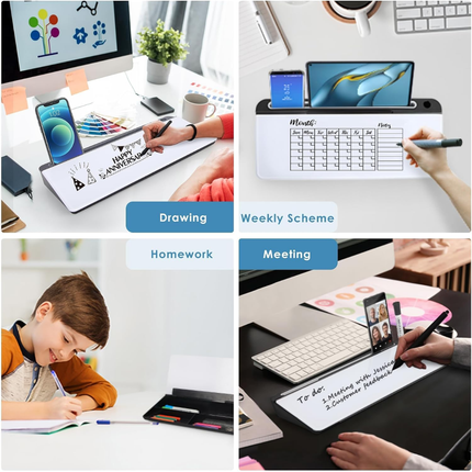WORKLAX Glass Desktop Whiteboard with Storage