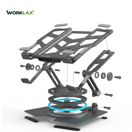 WORKLAX Megatron – Full-Metal Laptop Stand – 360° Rotating Base