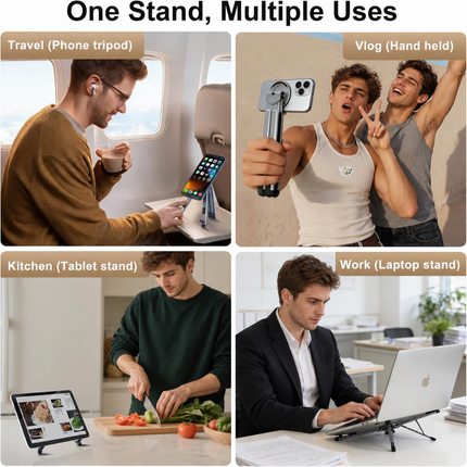 WORKLAX 3-in-1 Aluminum Laptop & Magnetic Phone Stand – Adjustable & Foldable