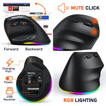 Meetion BTM010R Vertical Mouse – Open Box