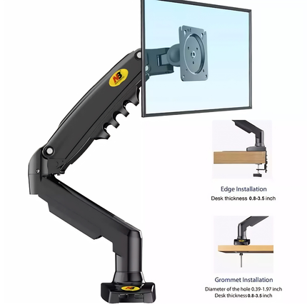🖥️🔥 F80 Monitor Arm – Gas Spring Desk Mount - Gray