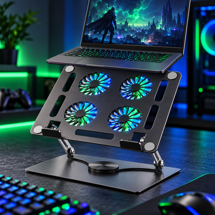 WORKLAX YL-912 – Metal Laptop Cooling Stand – 4 Fans – 360° Rotation