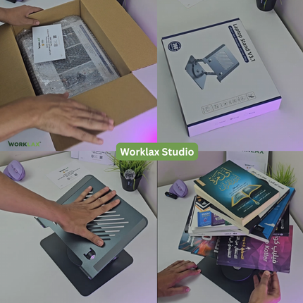 Worklax- Metal Laptop Stand, 360° Rotating - Ergonomic Ultra Size- Gray